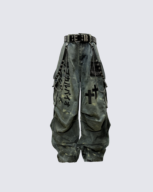 Nocturne Graff Cargo Denim (Free Belt and Chain Included）