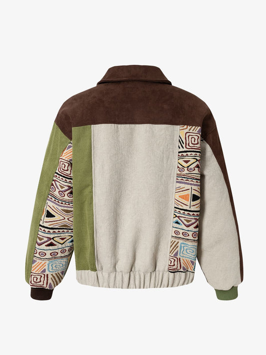 Winter-Ready Corduroy Jacket with Faux Fur Trim for Men 